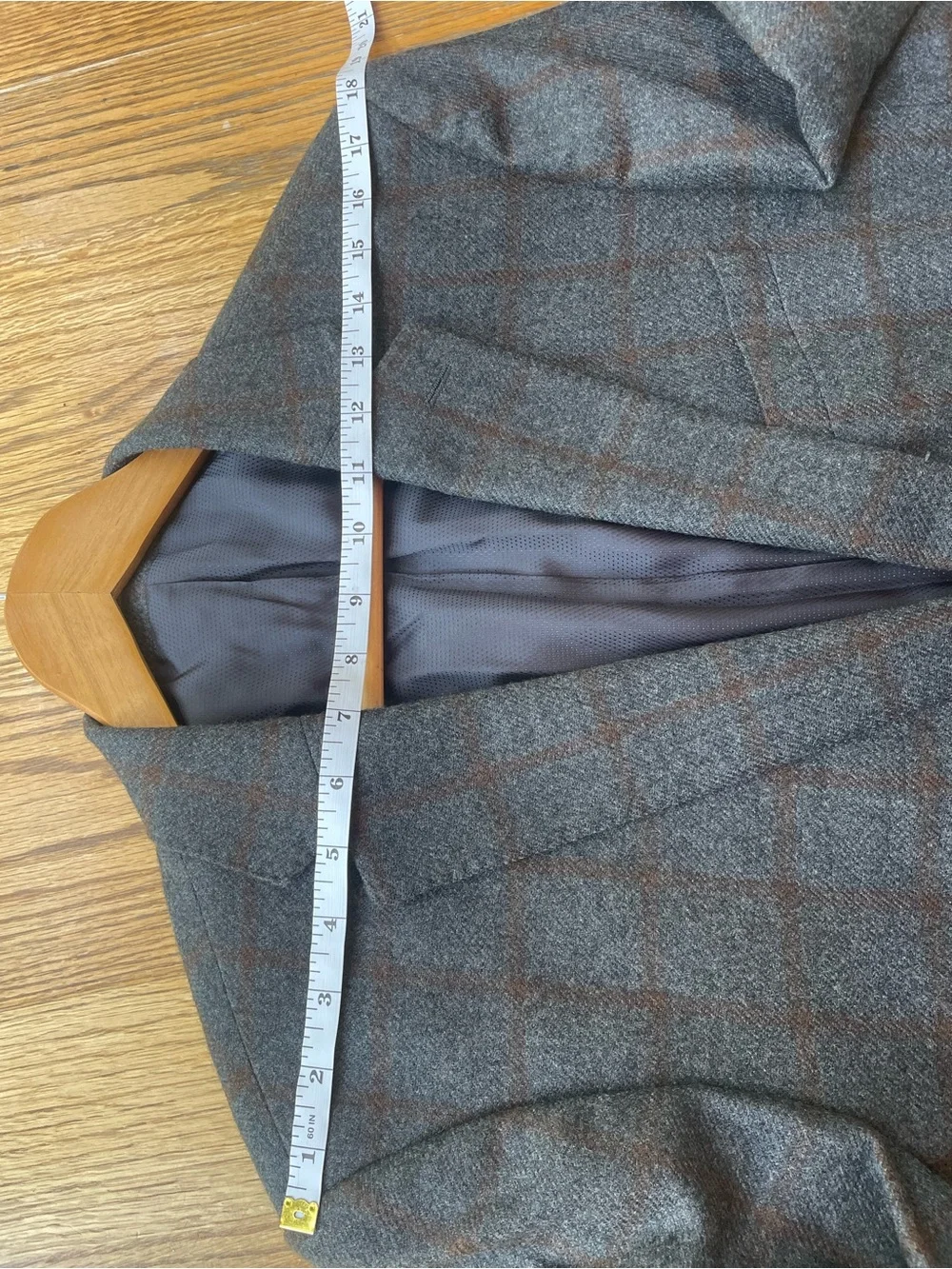 Michael Kors Gray Windowpane Wool Sport Coat with Brown Check Mens 42L